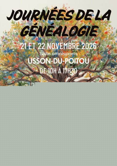 Affiche : Journées de la généalogie du Cercle Généalogique Poitevin à Usson-du-Poitou